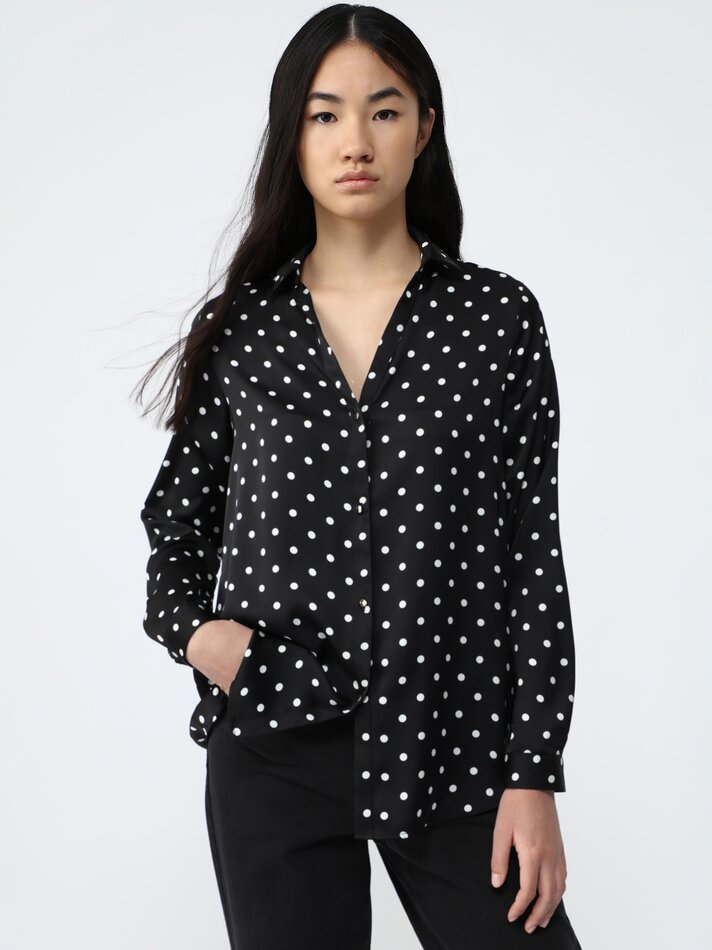 Camisa de cetim - Preto/Branco