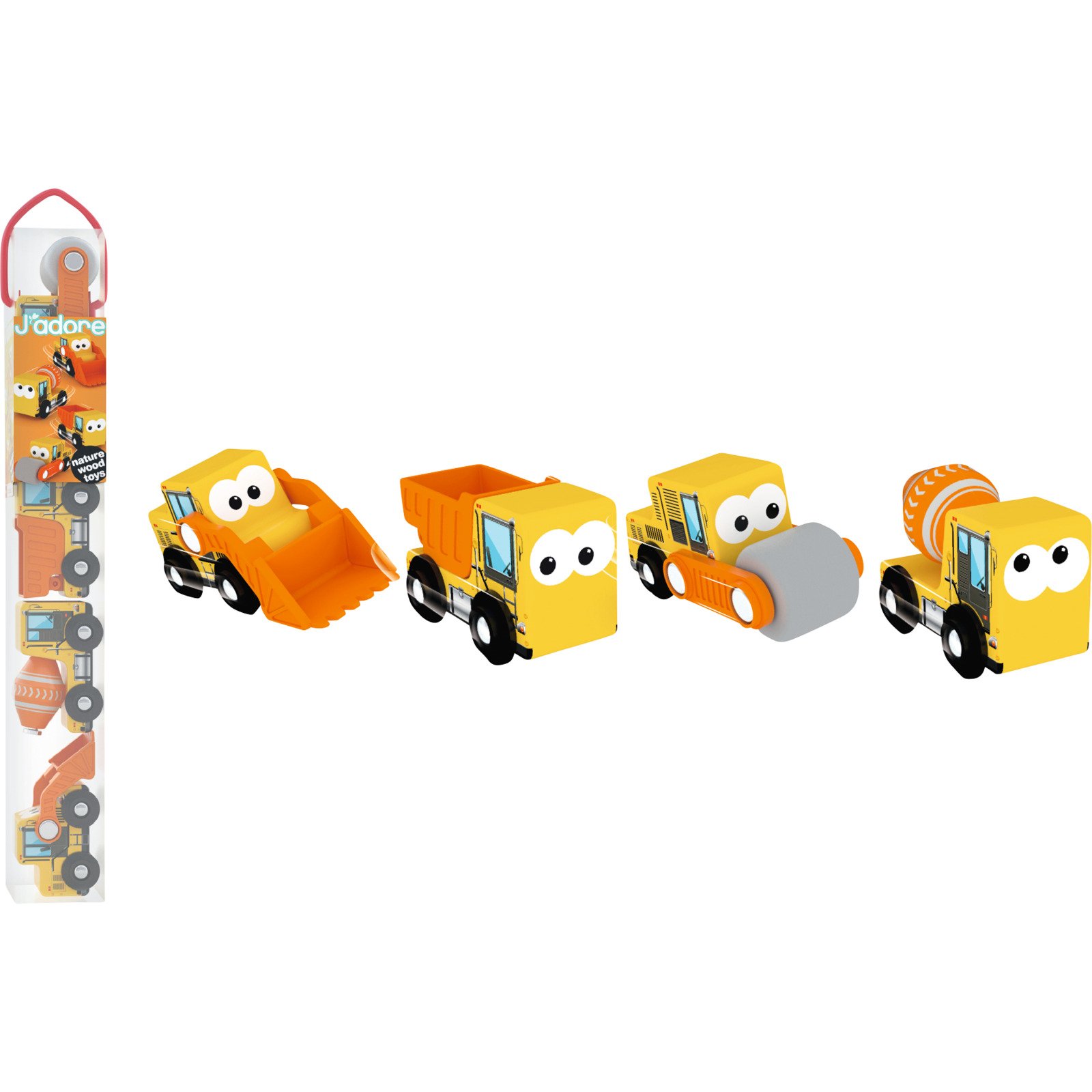 J'adore Holzspielset Baufahrzeuge