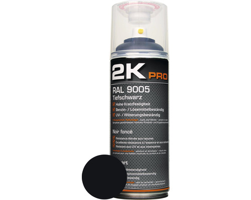 2K PRO matte spuitverf RAL 9005 gitzwart 400 ml