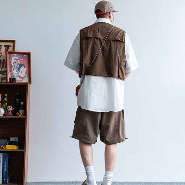 WidoWilder - V-hals effen cropped cargovest met rits