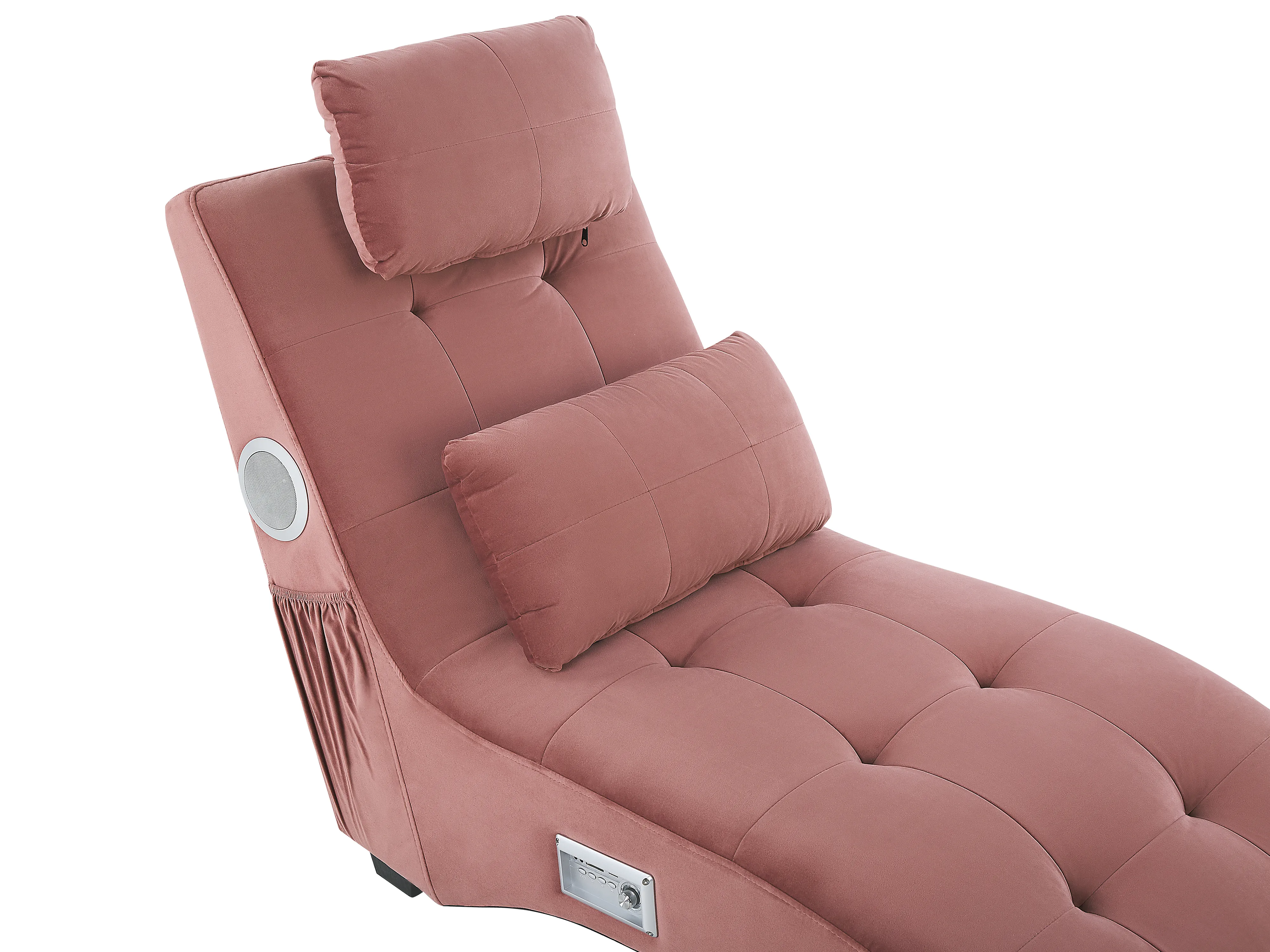 Chaise longue SIMORRE Fluweel Pastelroze met ingebouwde Bluetooth speaker
