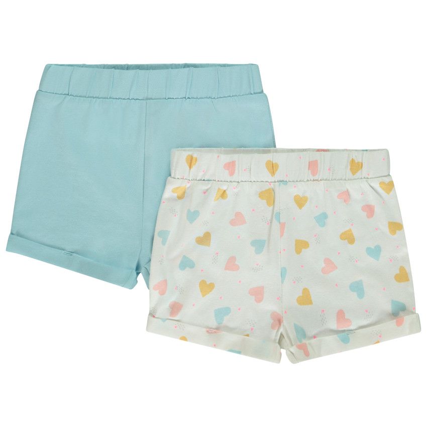 Lot de 2 shorts fantaisie en jersey pour bébé fille - Blanc