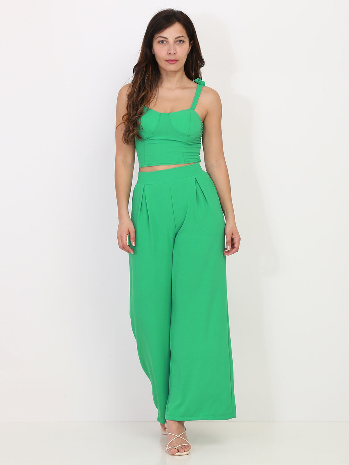 Ensemble top corset et pantalon large- Vert