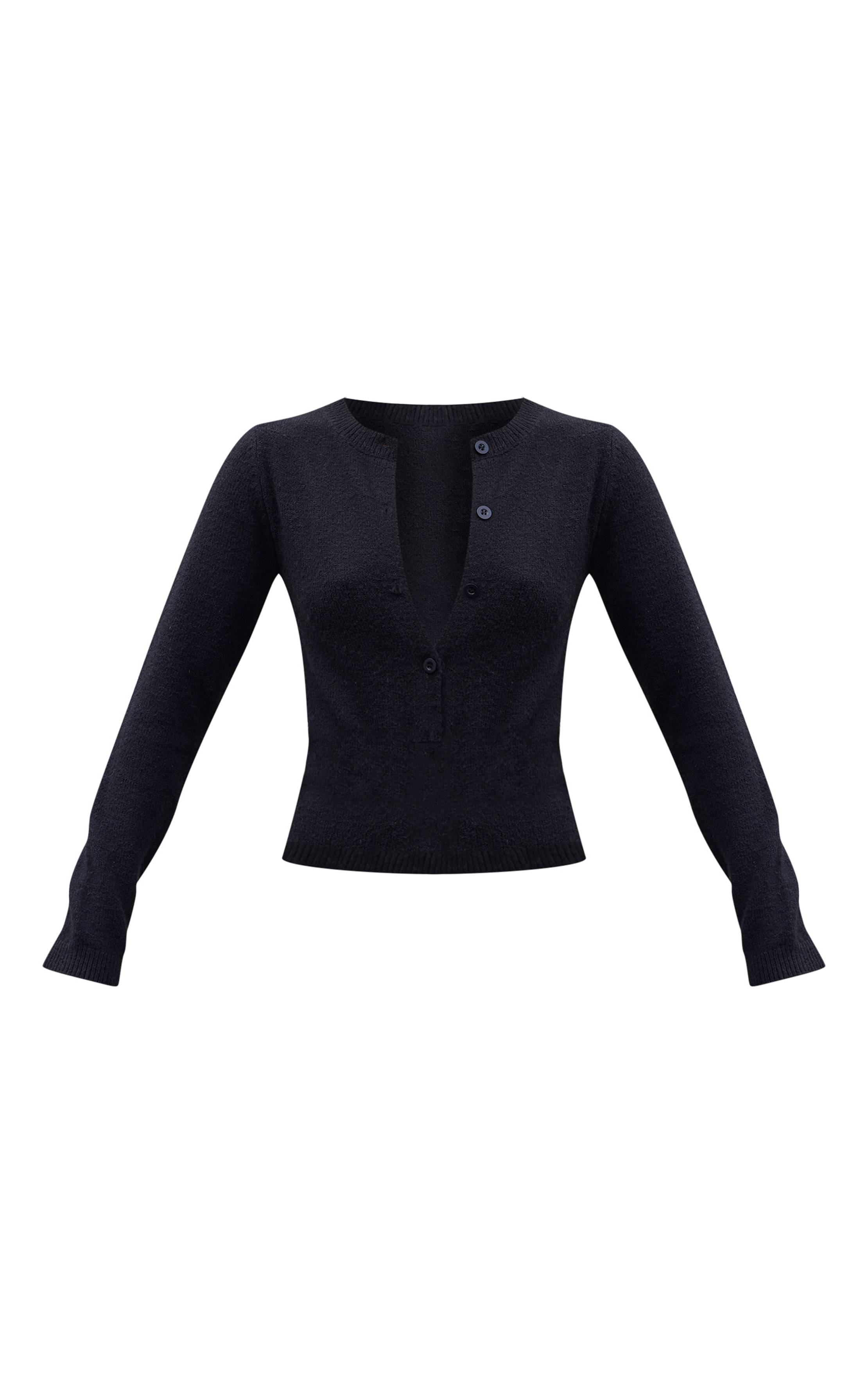 Noir Body En Maille Douce À Boutons