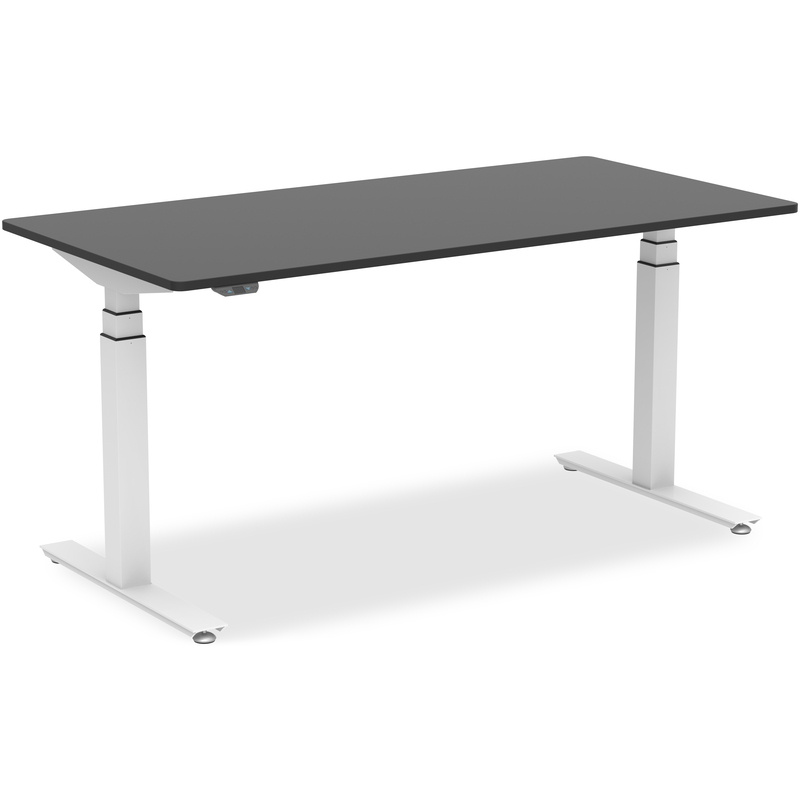 Elektrisch höhenverstellbarer Schreibtisch VEROM, Gestellfarbe weiss, 160 x 80 cm, schwarz
