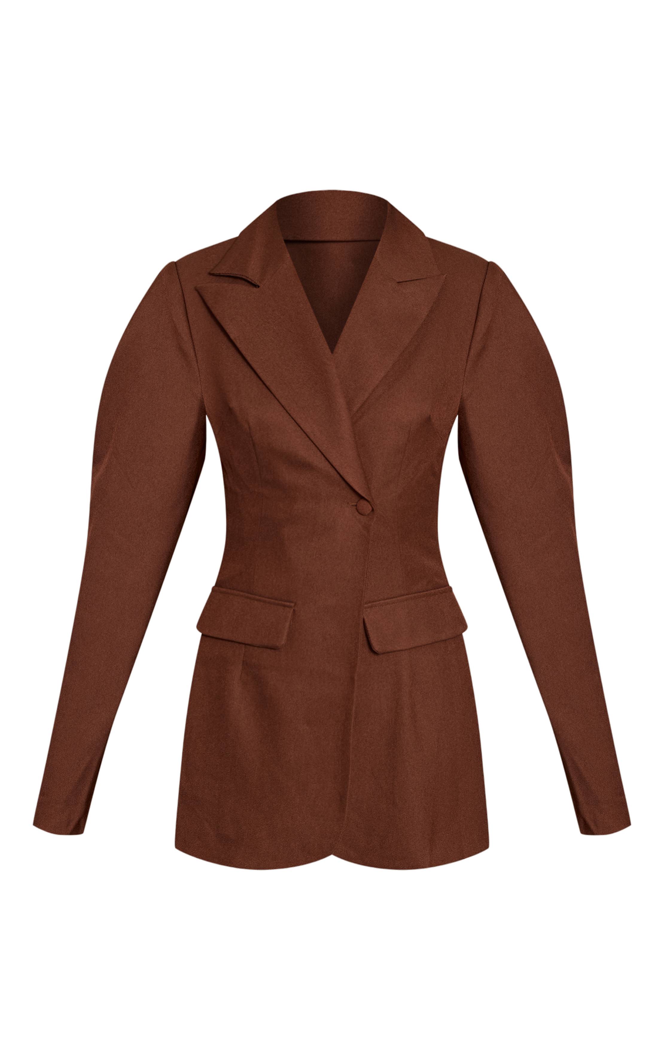 Chocolat Blazer Oversize Extrême À Épaules Tombantes Et Taille Cintrée