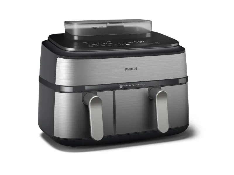 Philips Series 5000 NA555 - Dobbelt varmluftssteger - 9 liter - 2.75 kW - sølv