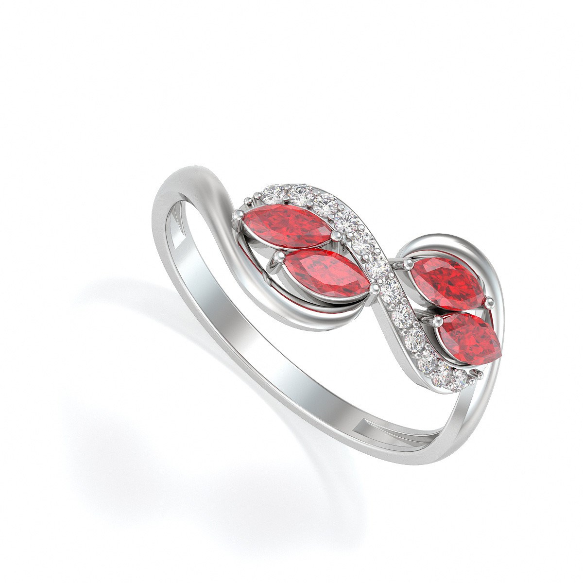 Bague Rubis et diamants sur Argent 925 1.546grs