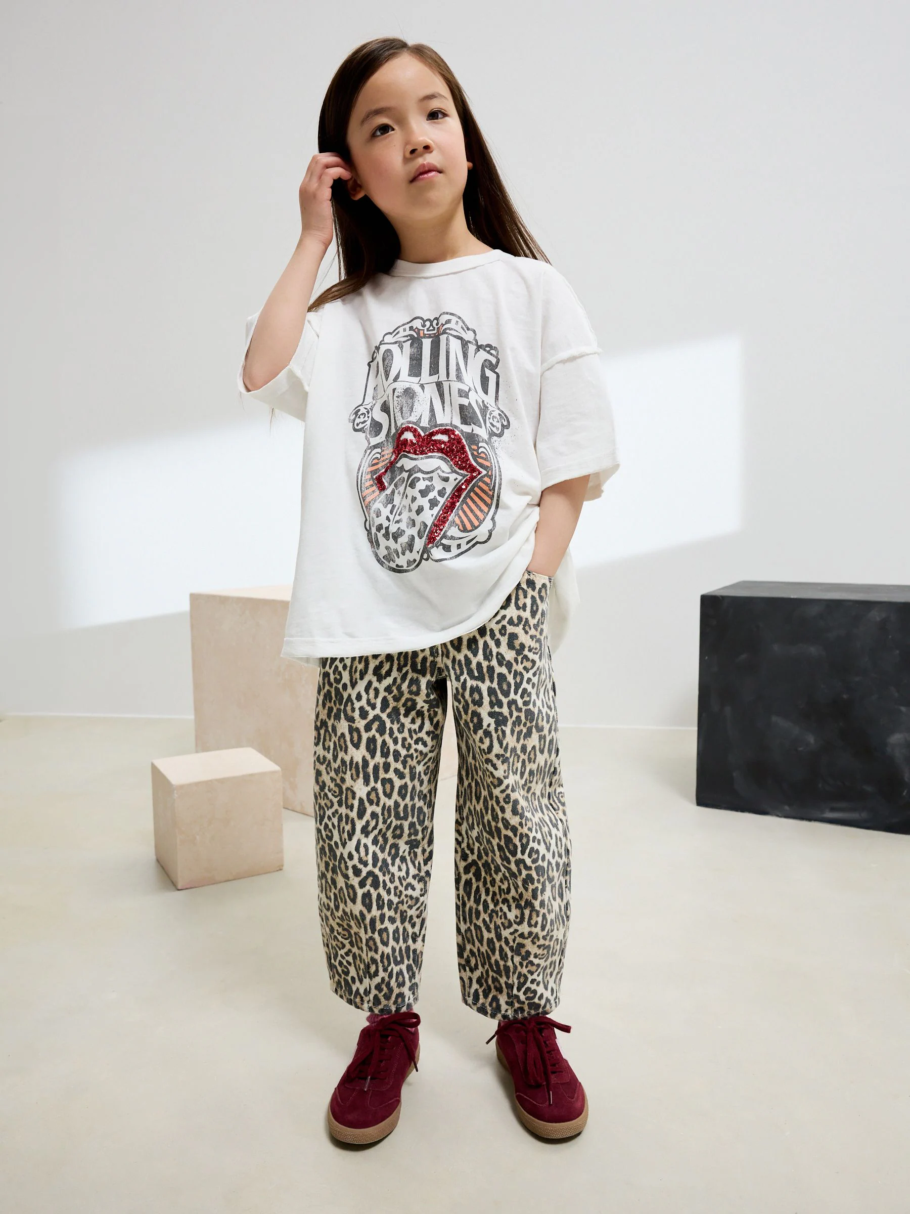 Crème - The Rolling Stones - T-shirt met pailletten (3-16jr)