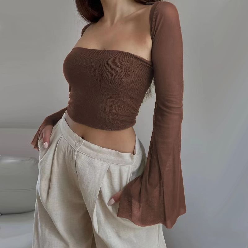 Bulgaris - Set: Sheer Shrug met klokmouwen + effen tubetop