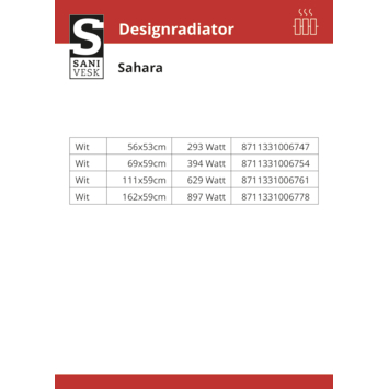 Haceka design radiator Sahara wit onderaansluiting 69 x 59 cm