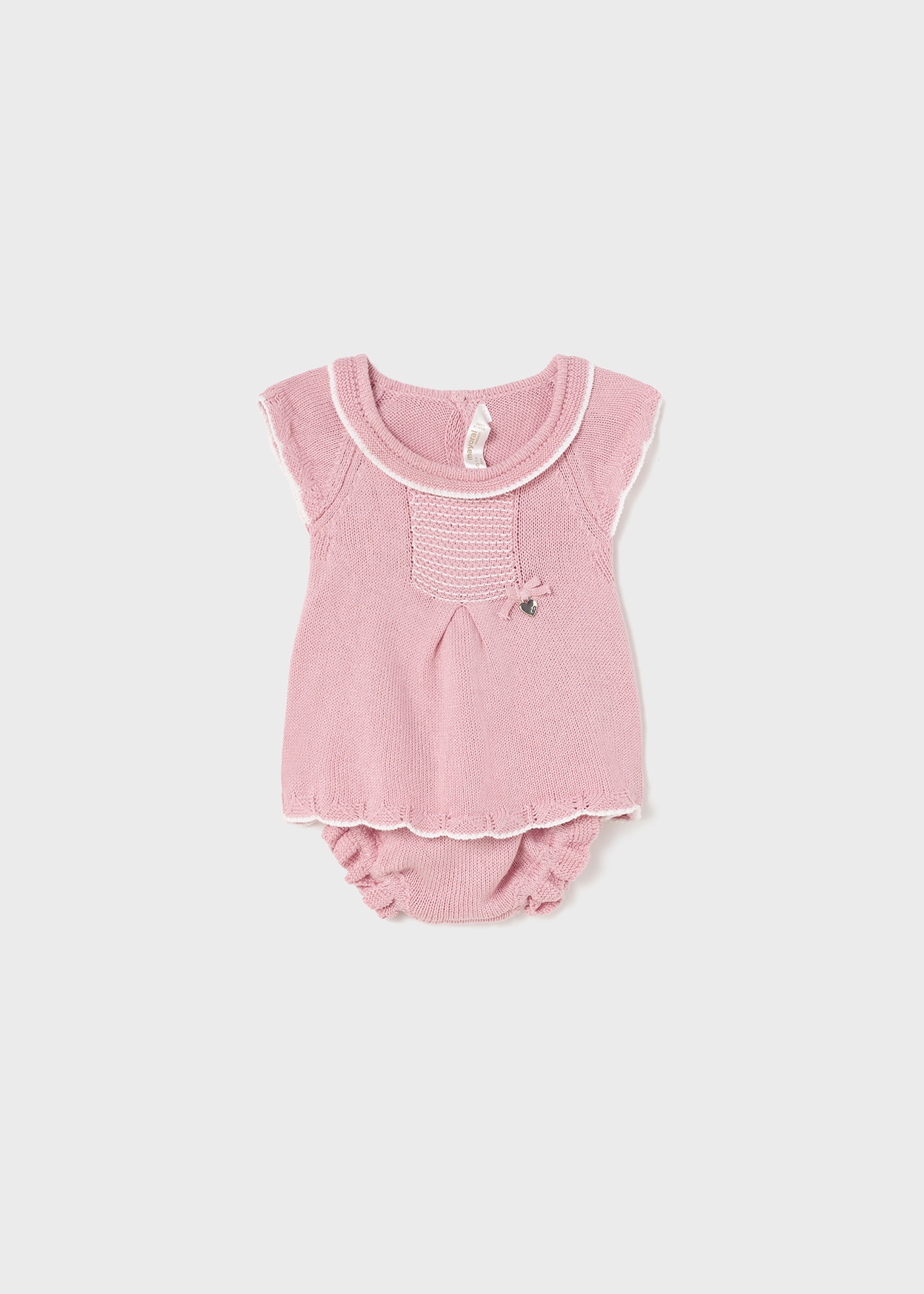 Conjunto de duas peças em malha de algodão sustentável para recém-nascidos.