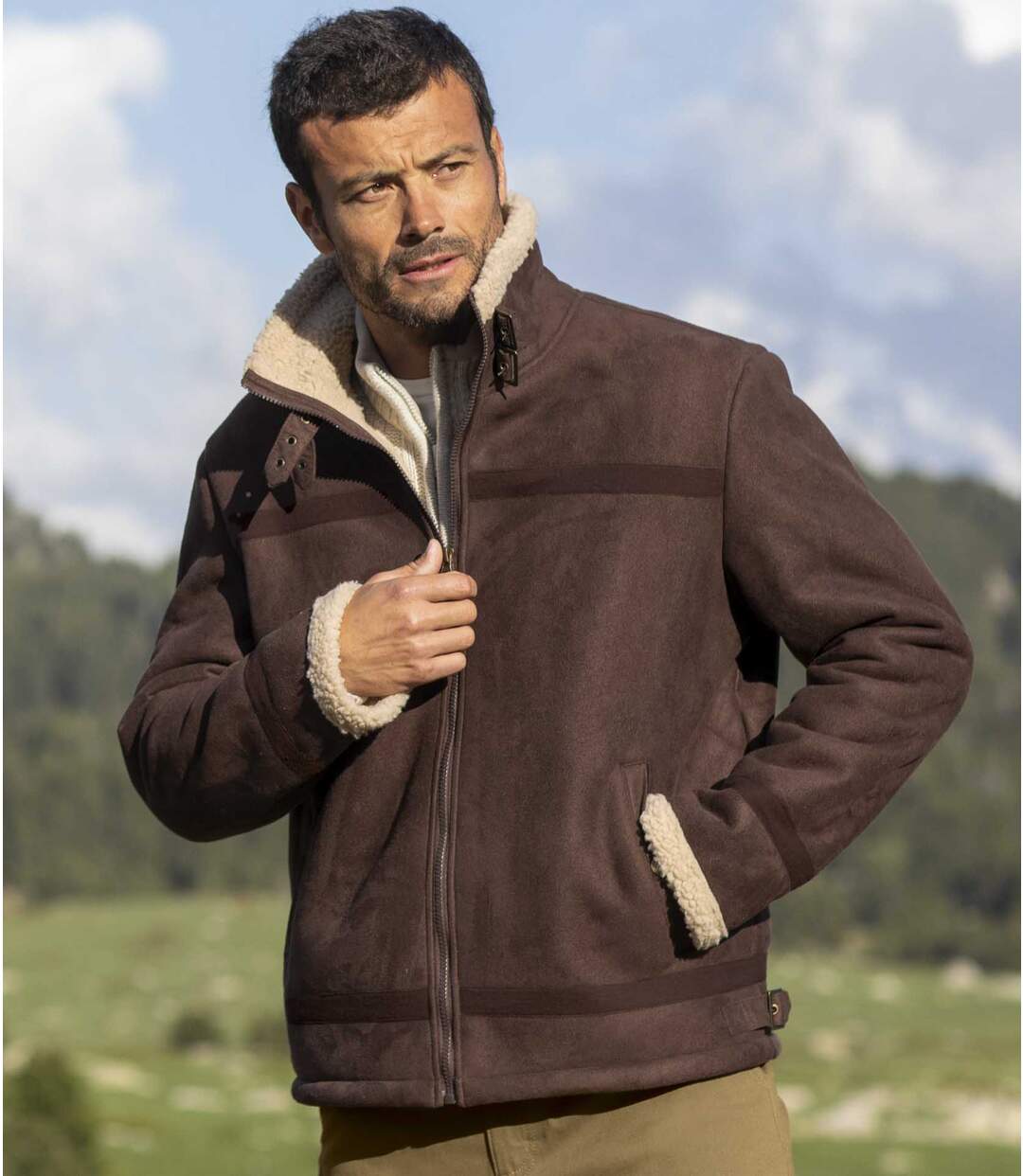 Blouson Aviateur Suédine Doublé Sherpa