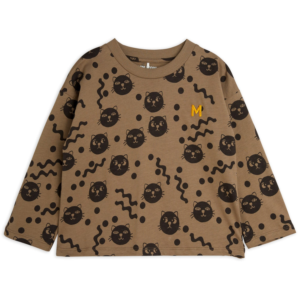 Køb Mini Rodini Brown Squiggly Cats AOP Bluse