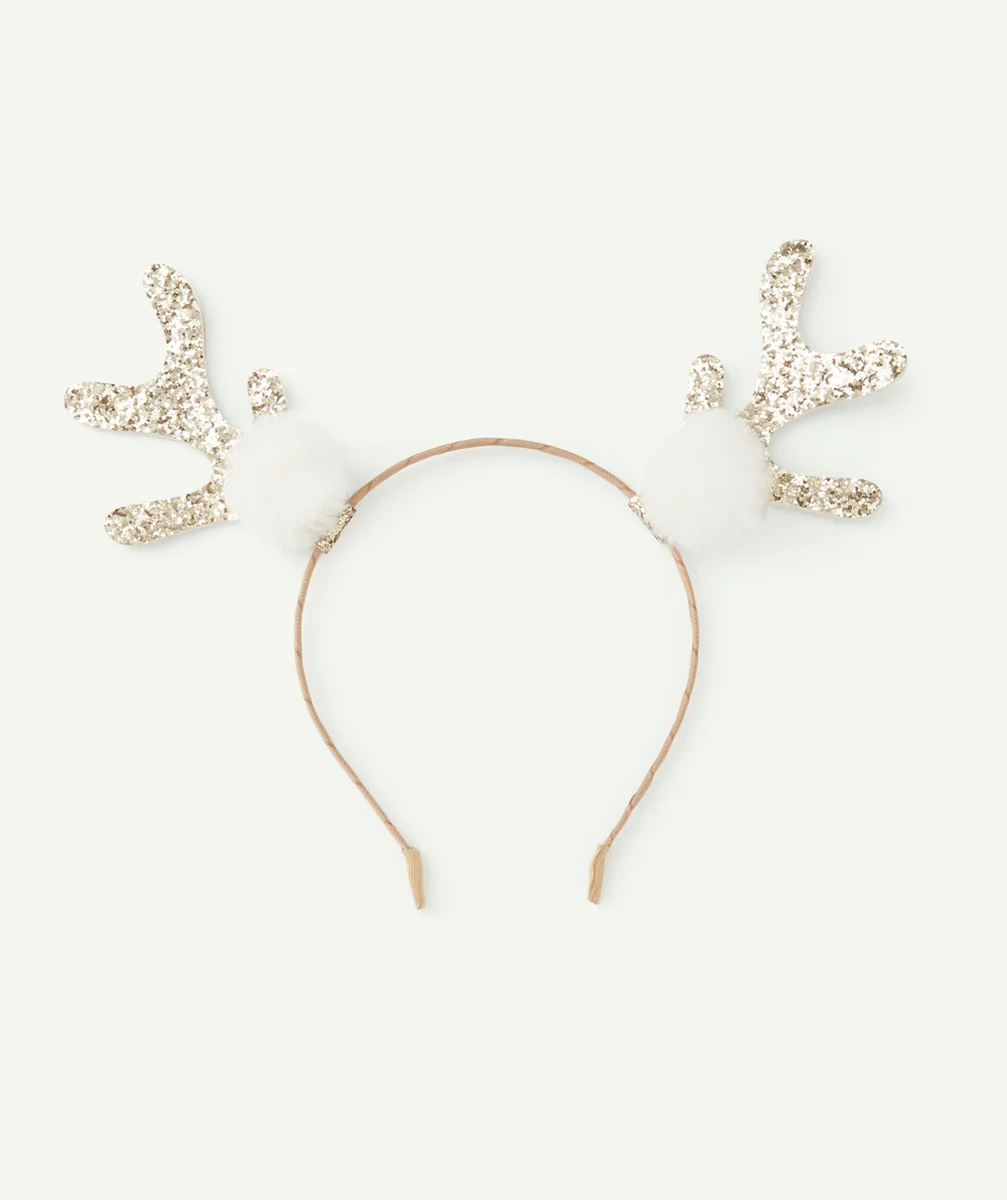 SERRE-TÊTE FILLE MOTIF CERF PAILLETÉ ET POMPONS