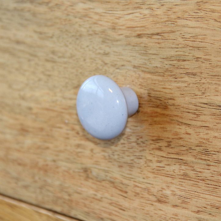 Bouton de meuble arrondi GoodHome Porcelaine Vras gris Ø3.2cm x p.2.5cm
