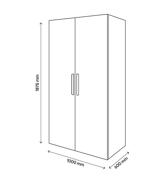 Armoire penderie portes battantes effet chêne GoodHome Atomia H. 187,5 x L. 100 x P. 60 cm
