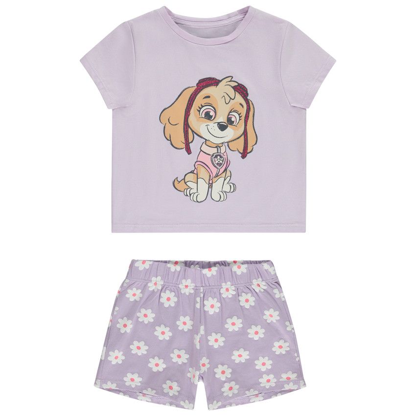 Set 2 pièces t-shirt Skye Pat' Patrouille + short imprimé pour fille - Lilas