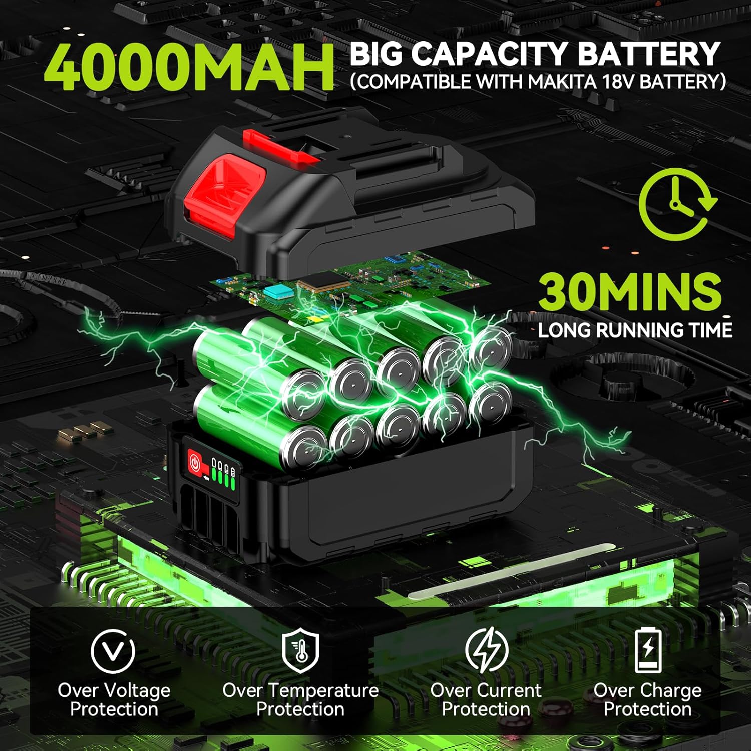 Akku-Hochentaster, 6 Zoll Mini Akku Kettensäge mit Verlängerung bis 4,6 m, Elektro Astsäge Teleskop mit 2 x 4000 mAh Akku & Ladegerät, Motorkopf 180° schwenkbar, für Gartenarbeit geeignet