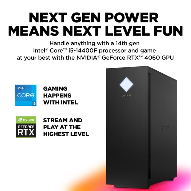 HP Omen 25L i5-14F/16/1TB/4060 stationær gaming-computer