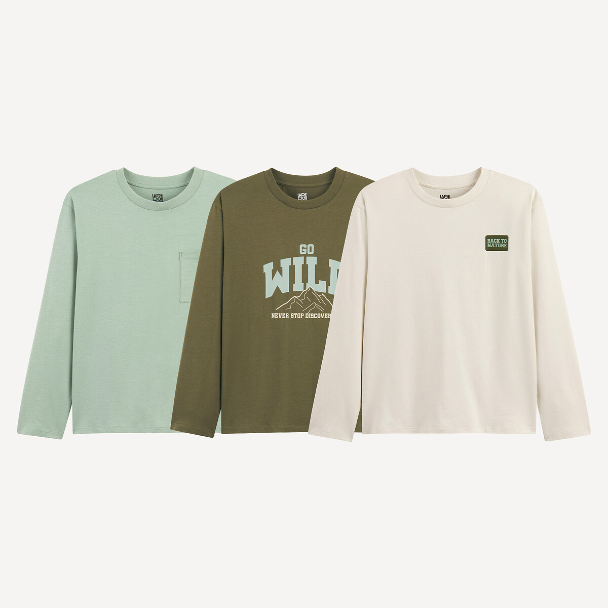 COLEÇÃO LA REDOUTE<br>Conjunto de 3 camisetas de manga comprida