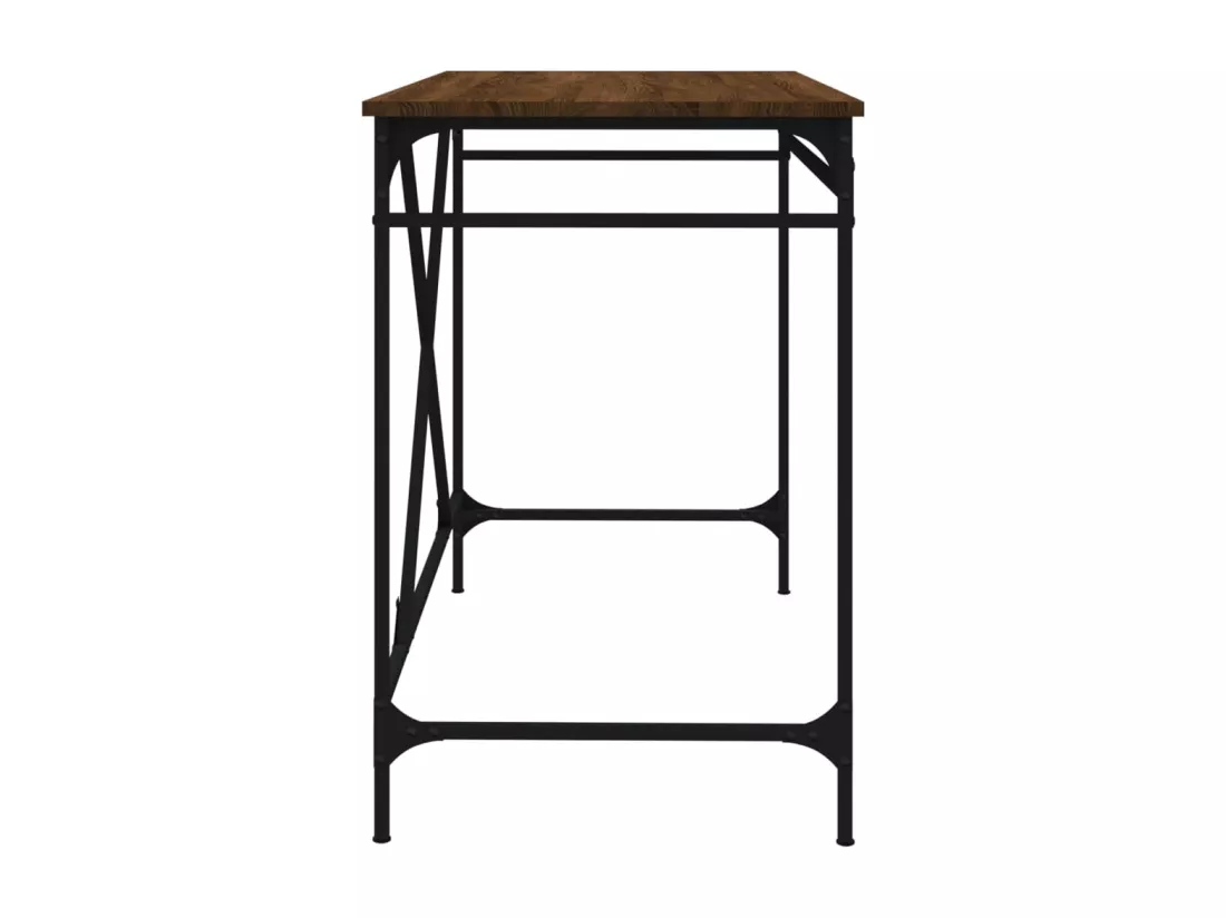 Bureau chêne marron 100x50x75 cm bois d'ingénierie et fer