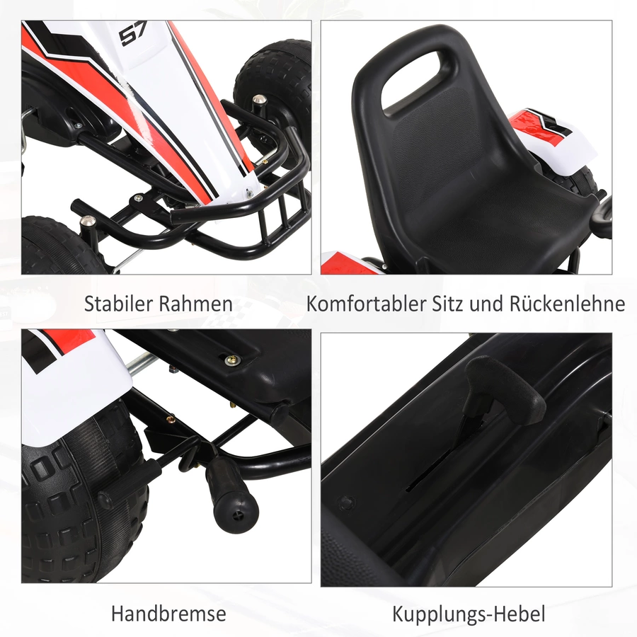 HOMCOM Kinder Go-Kart mit Handbremse weiß