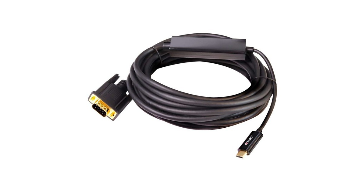 Club 3DUSB-C - VGA Active adapter  (Zwart, 5 meter)