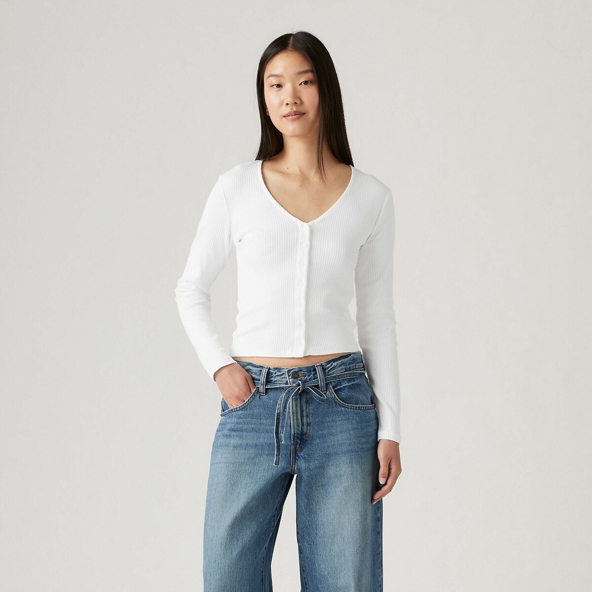 Camiseta de manga comprida com decote em V da Levi's