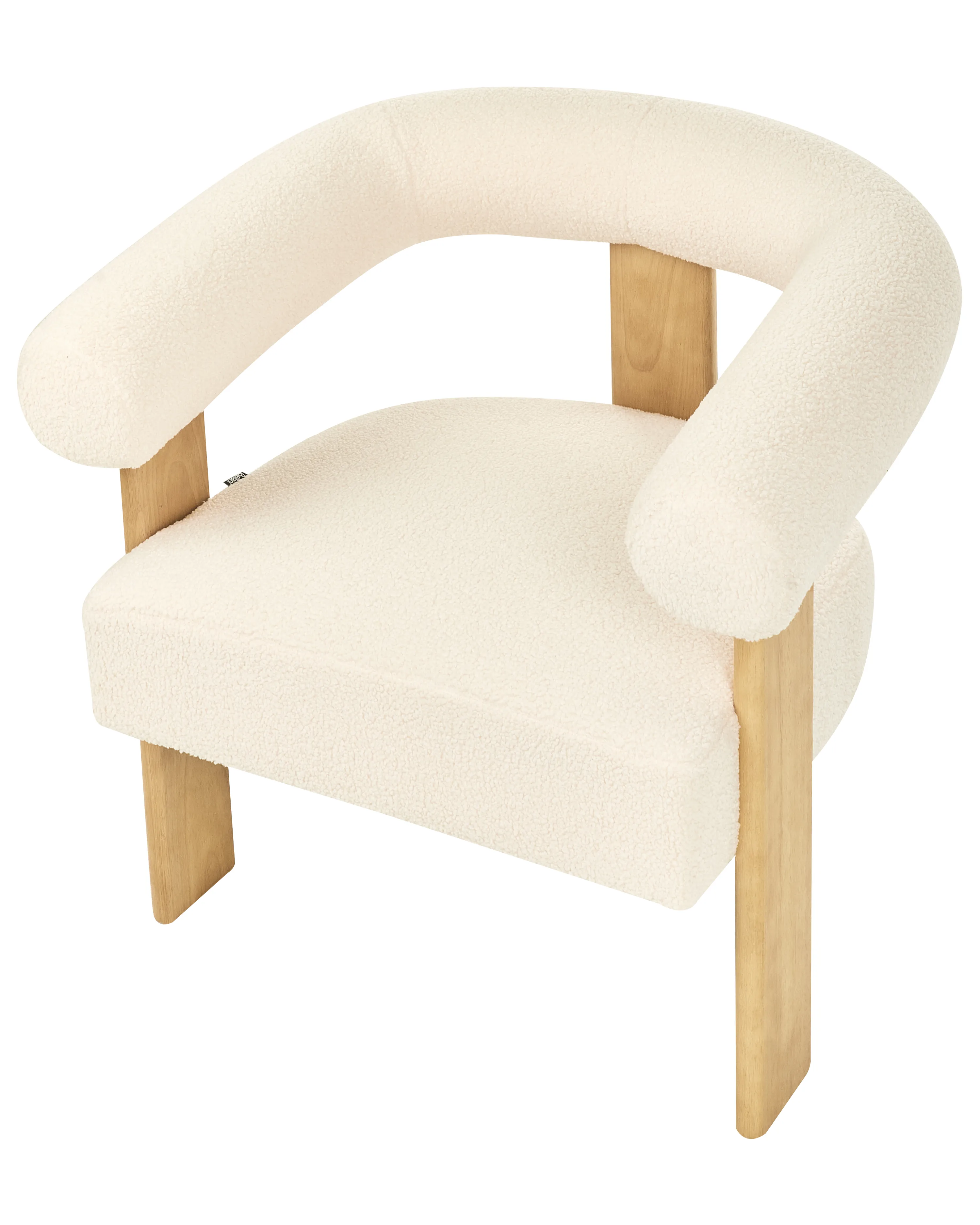 Fauteuil ILBRO Bouclé Gebroken wit/lichtbruin