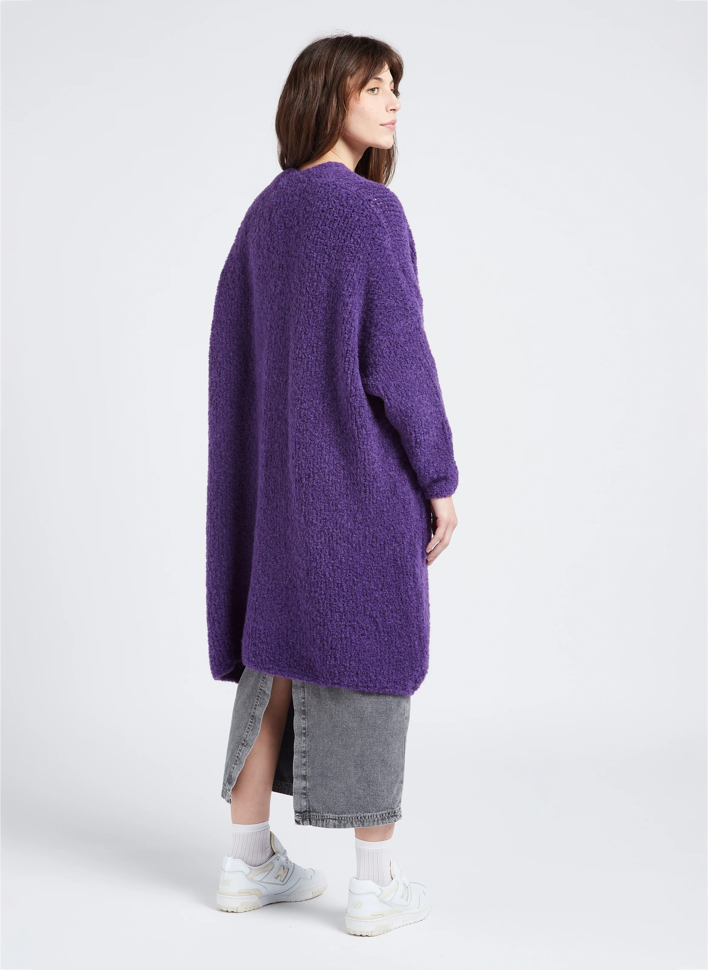 JAZY - Jupe midi droite en coton | Gris