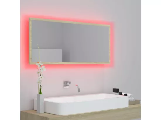 Miroir LED de salle de bain Chêne sonoma 100x8,5x37cm Acrylique