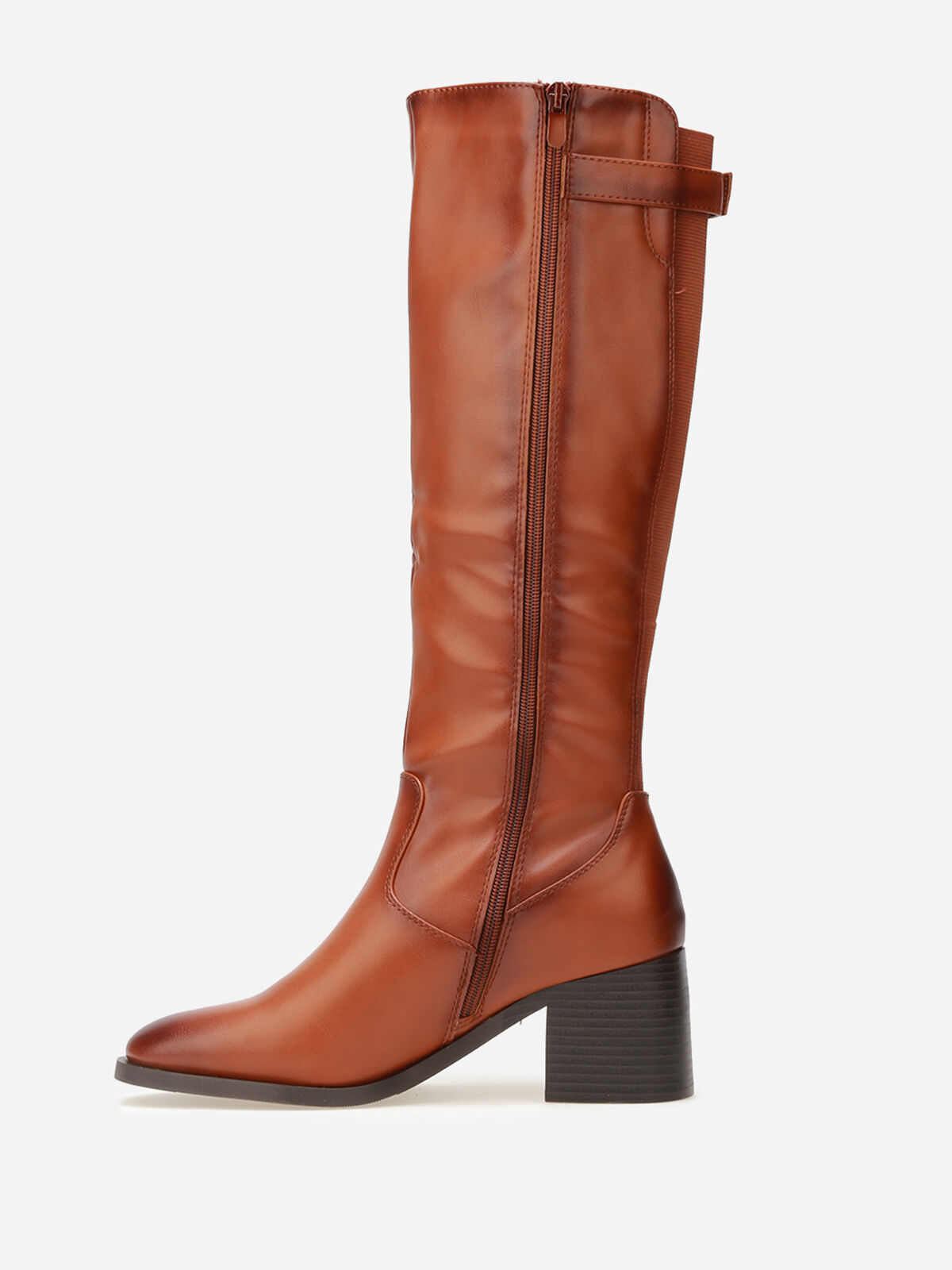 Bottes cavalières à sangle et boucle métallique- Camel