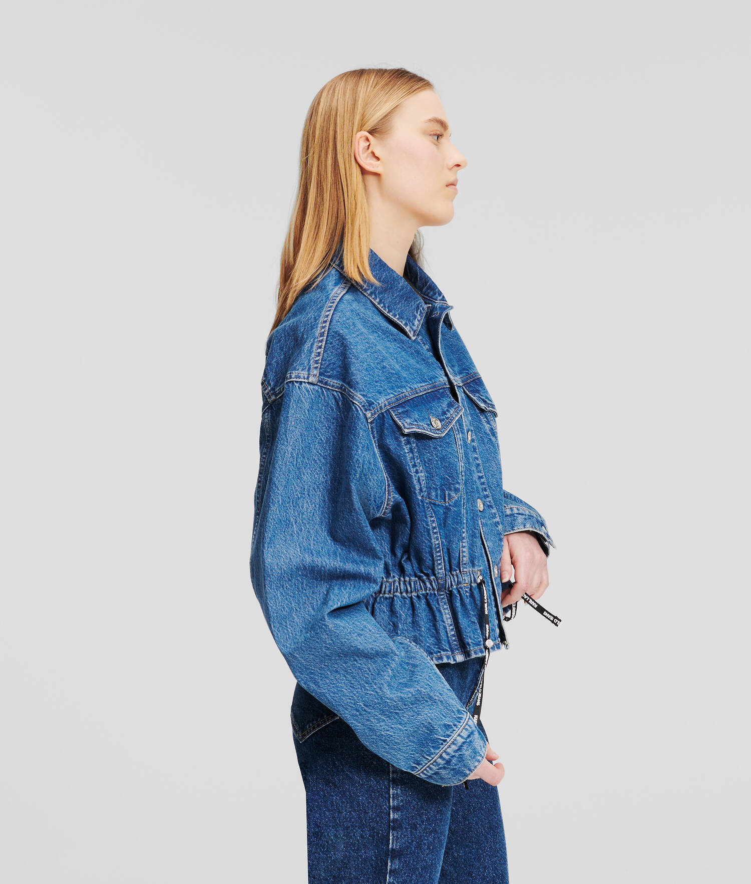 VESTE EN DENIM AVEC LIENS À LA TAILLE KLJ