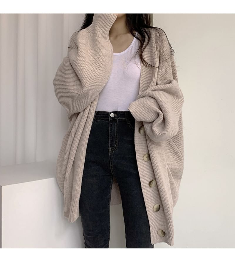 Frigga - V-hals effen oversized vest met knoopjes