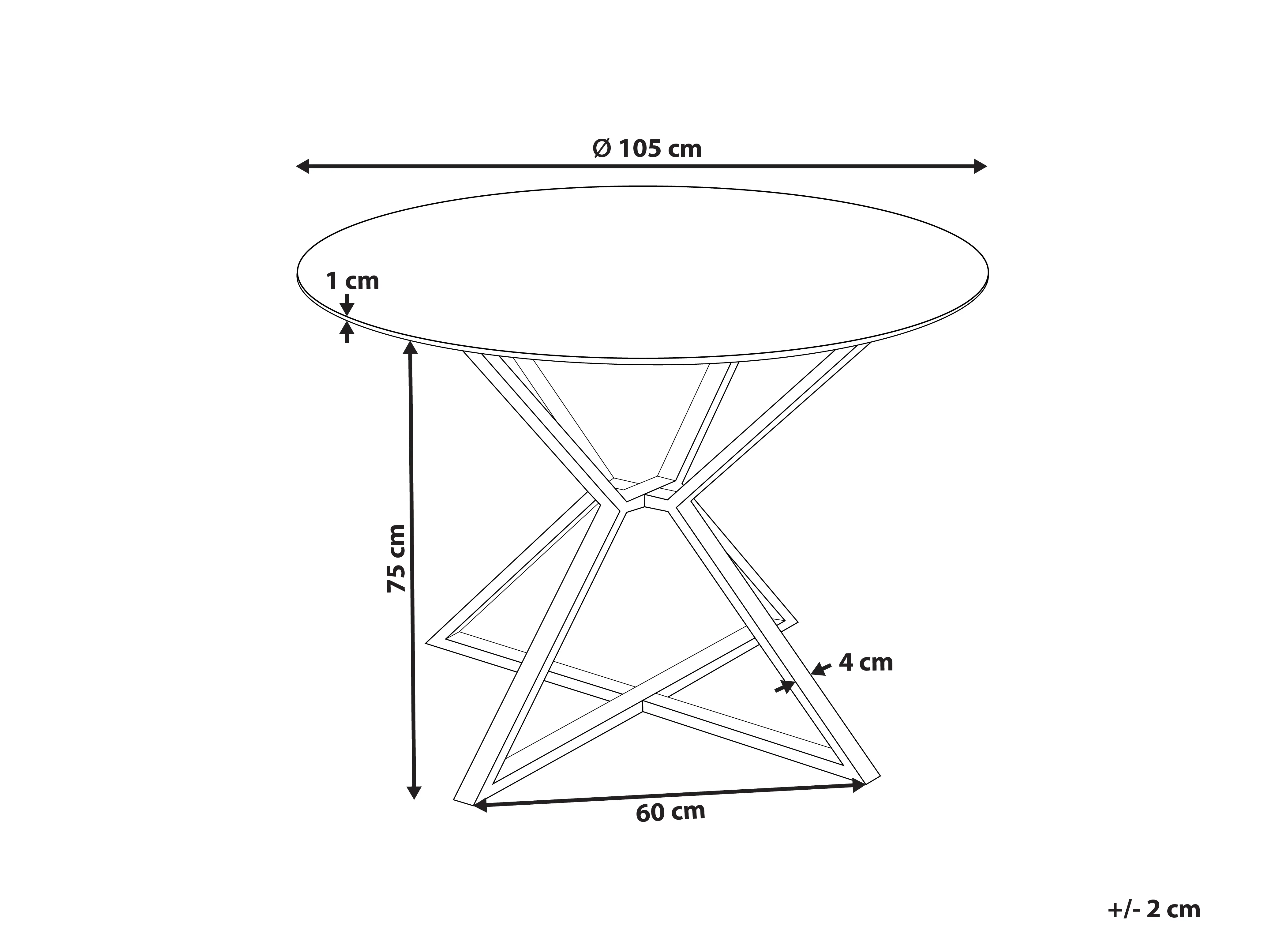 Eettafel BOSCO Zwart 105 cm Veiligheidsglas 105 cm