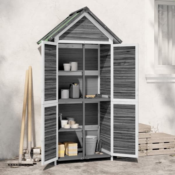 vidaXL Hageredskapsbod grå 89x52,5x175 cm heltre furu