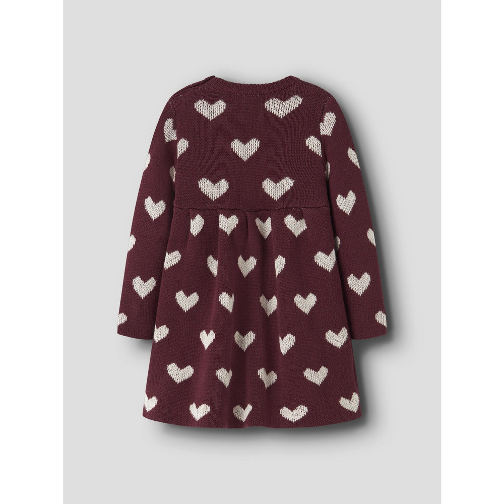 Køb Name It Burgundy Peyote Heart Nbfoana Ls Strik Kjole