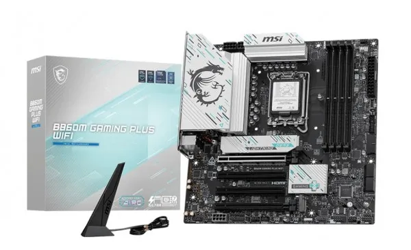 MSI B860M GAMING PLUS WIFI - Bundkort - micro ATX - LGA1851 sokkel - B860 Chipset - USB-C 3.2 Gen2, USB-C 3.2 Gen 1, USB 3.2 Gen 1 - 5 Gigabit Ethernet, Wi-Fi 7, Bluetooth - onboard grafik (CPU påkrævet) - HD Audio (8-kanaler)