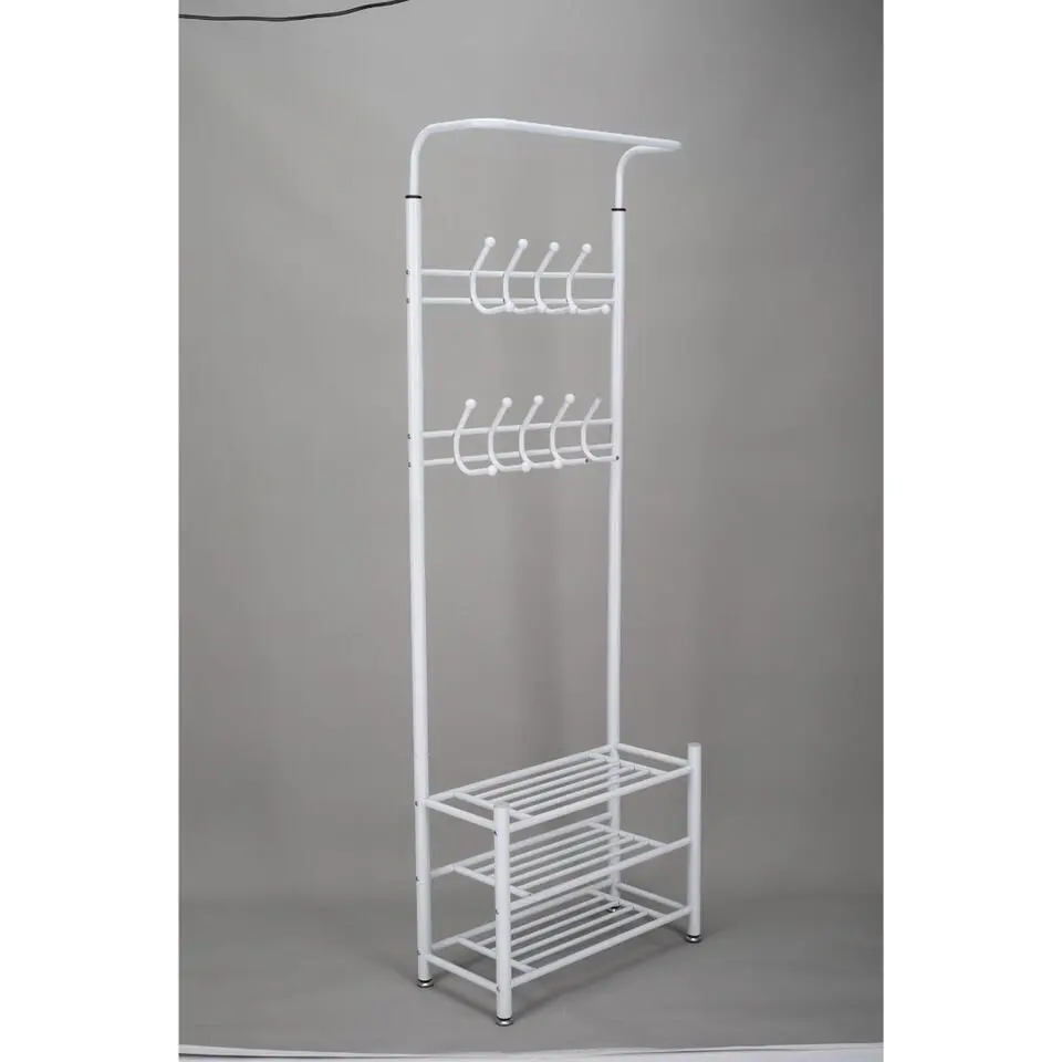 O'DADDY Staande Kapstok met Schoenenrek - Wit- 66x30x190 cm