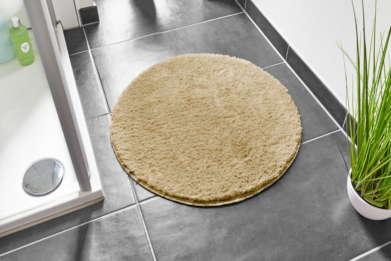 Florida badmat, 60 cm rond, in taupe