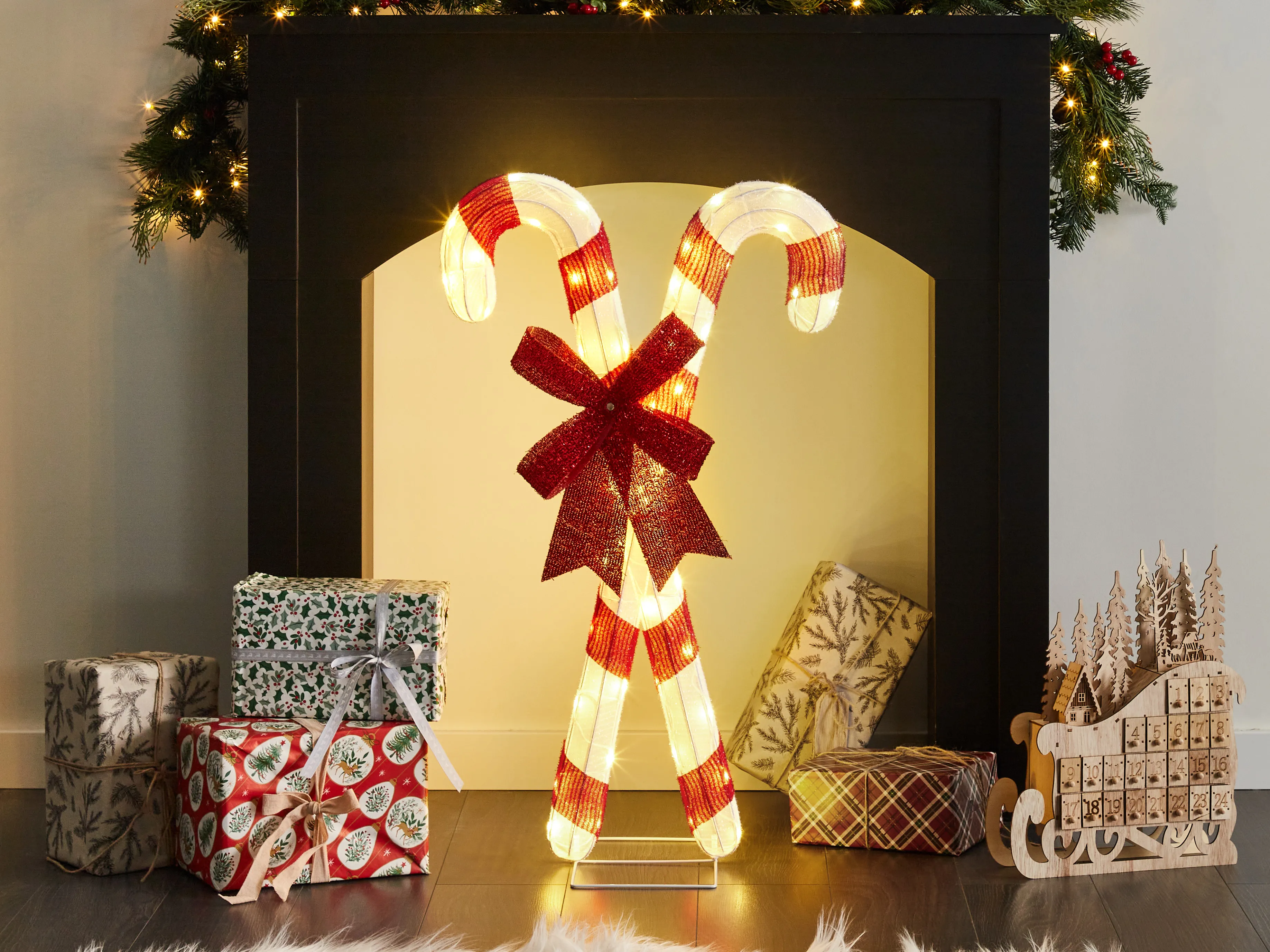 Buitendecoratie LED OLASVIK 90 cm Wit Rood