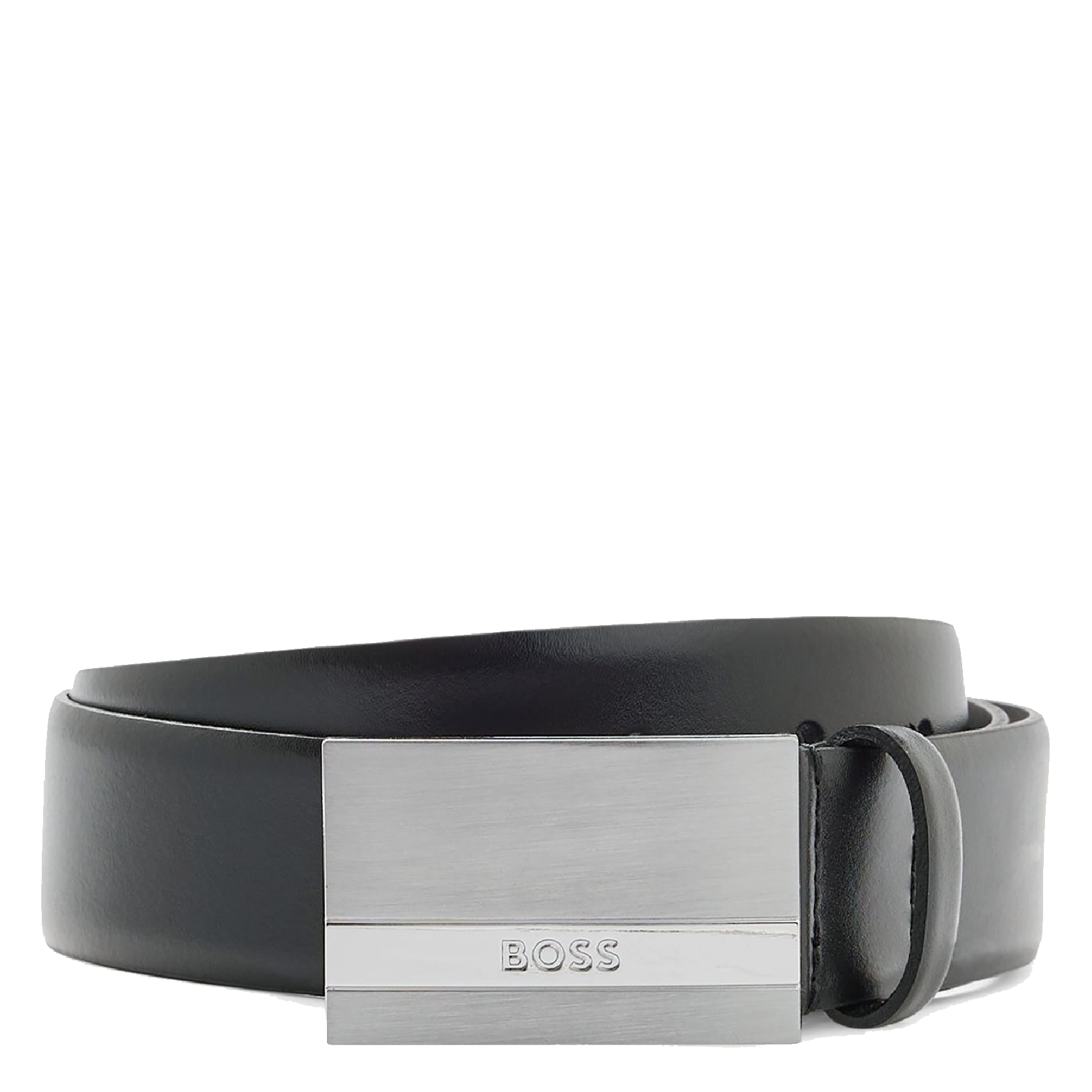 Ceinture boucle plate en cuir| Noir