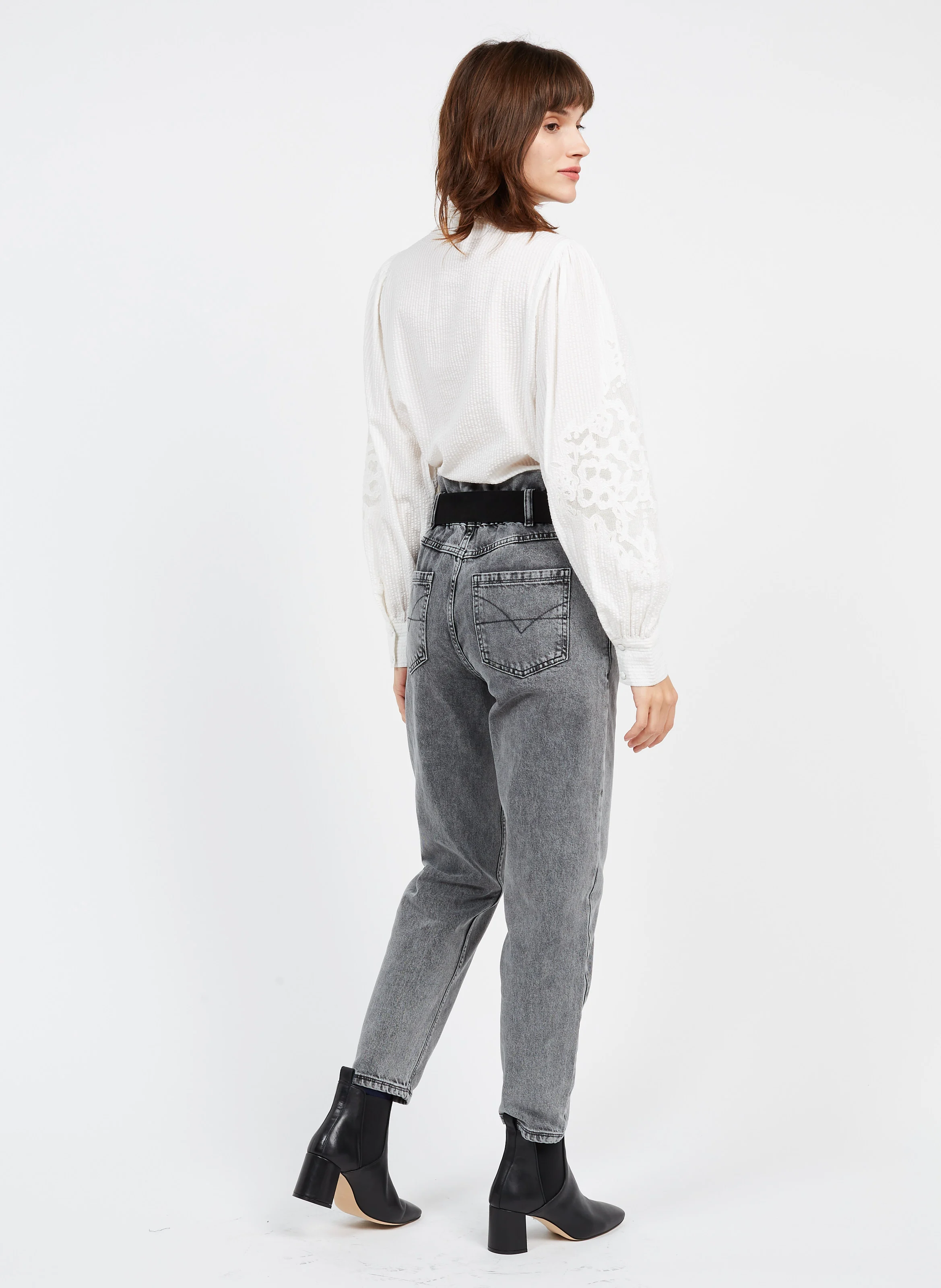 Ceinture boucle fantaisie en cuir velours| Noir