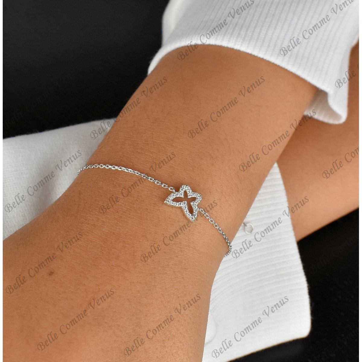 Bracelet papillon oxyde de zirconium Argent 925 Rhodié