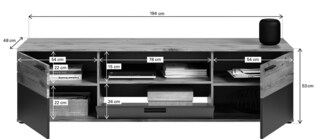 Lowboard MASON 194 x 53 cm braun/ grau