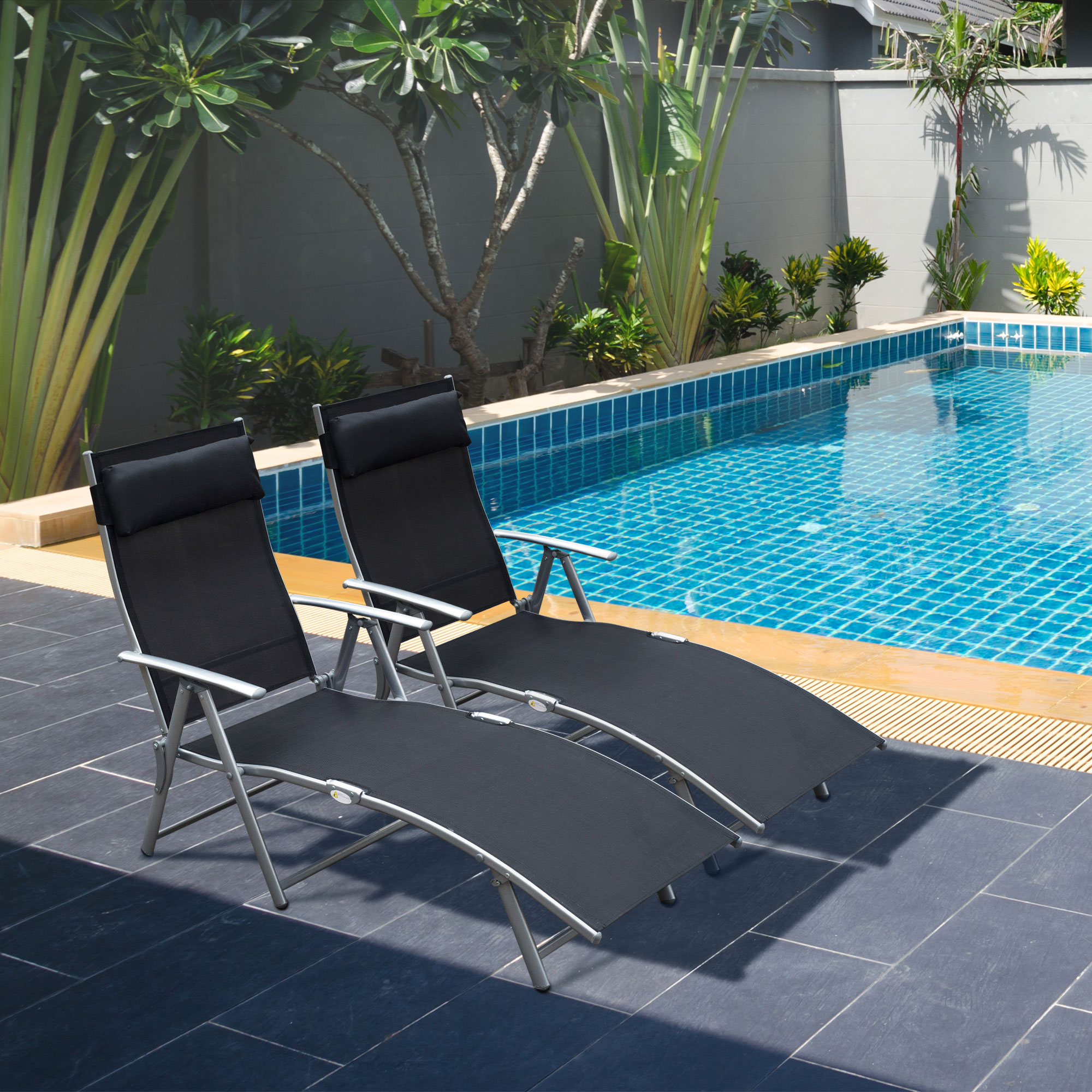 Espreguiçadeiras dobráveis Outsunny pretas