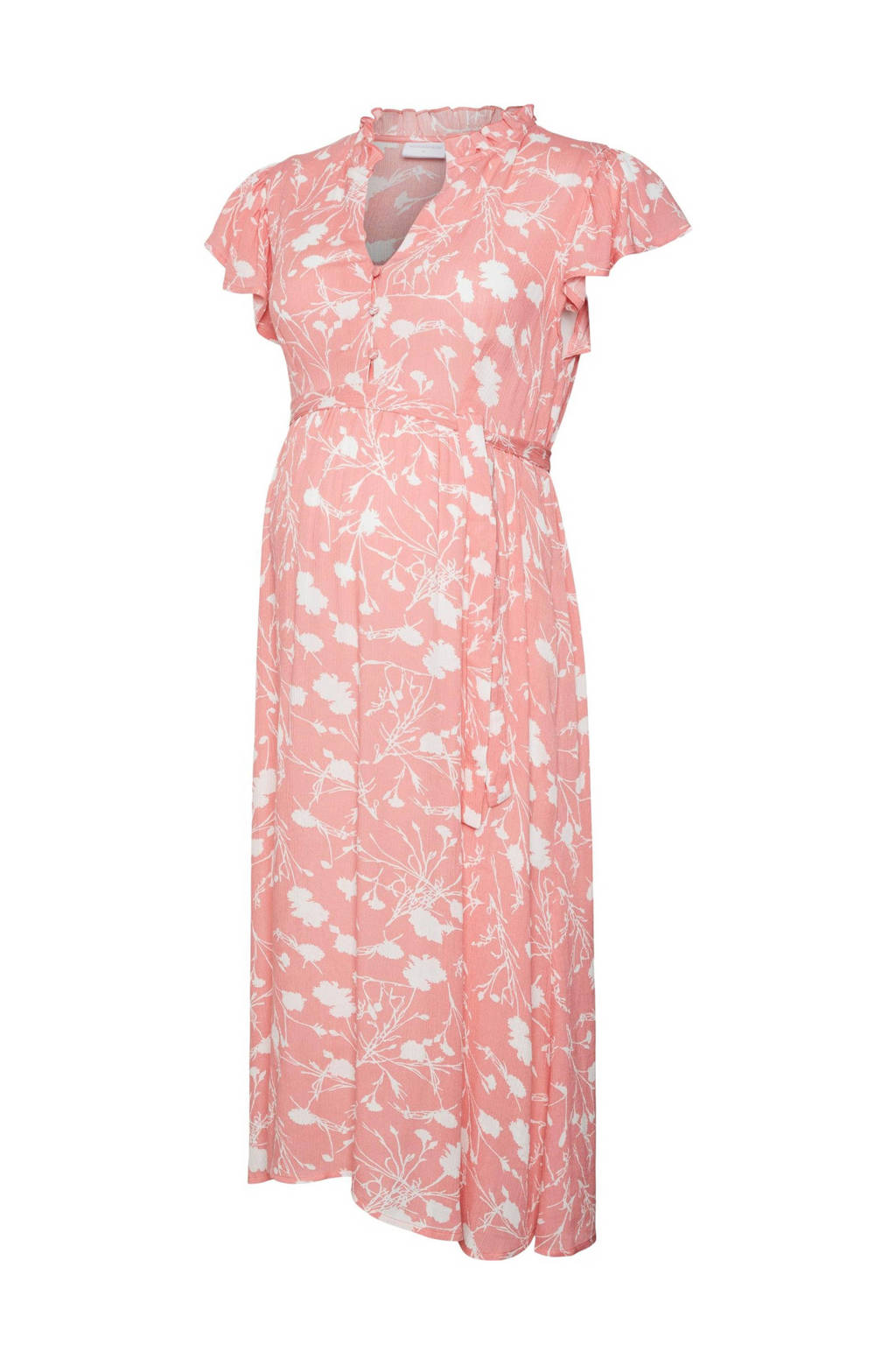 MAMALICIOUS zwangerschaps- en voedingsjurk MLDEELIA met all over print en ruches roze