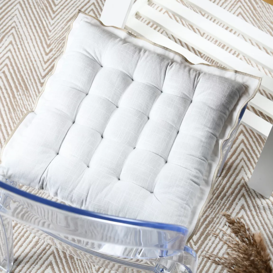 Coussin de chaise carré coton (38 x 38 cm) Helios Blanc