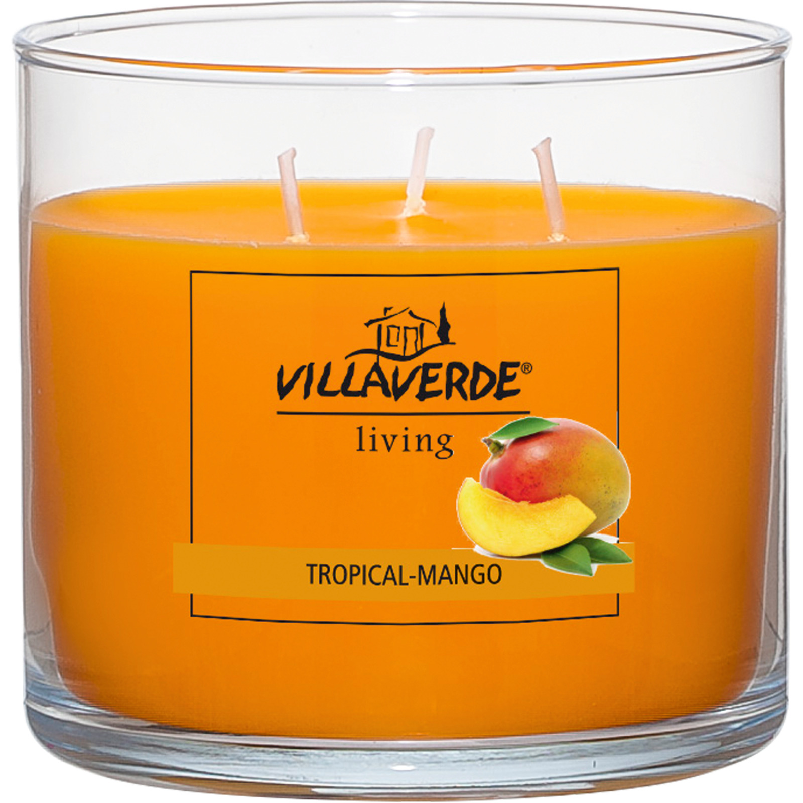 Villa Verde Duftkerze im Glas 3-Docht Tropical Mango